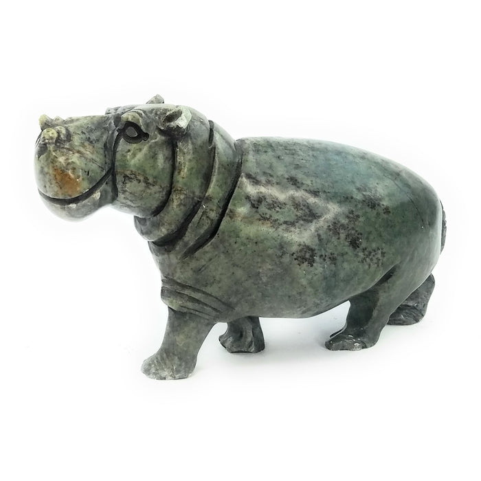 Standing Hippo Hand Carved In Zimbabwe