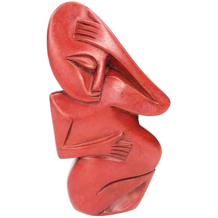 Red Stone Lady Hand Carved In Zimbabwe