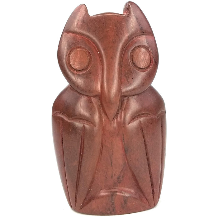 Red Stone Owl Hand Carved In Zimbabwe