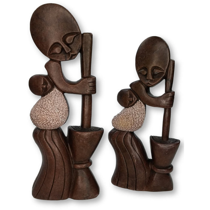 Working Mother and Child Hand Carved In Zimbabwe