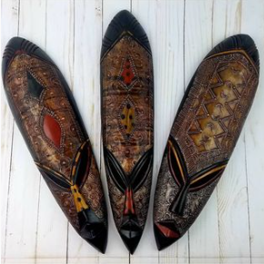 Handcrafted Tribal African Wall Masks from Ghana
