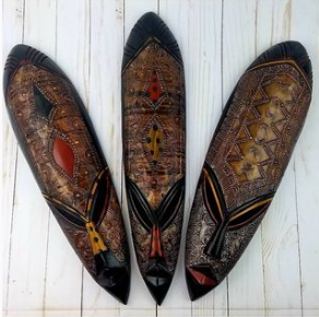 Handcrafted Tribal African Wall Masks from Ghana