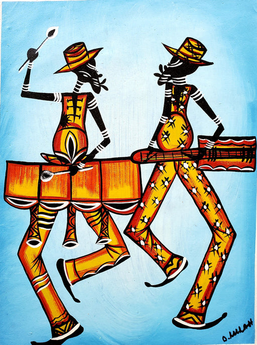 African Dancing Musicians Painting – Cultural Canvas Wall Art