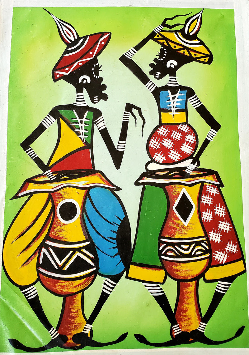 African Drummers Painting on Canvas – Handmade Music Wall Art