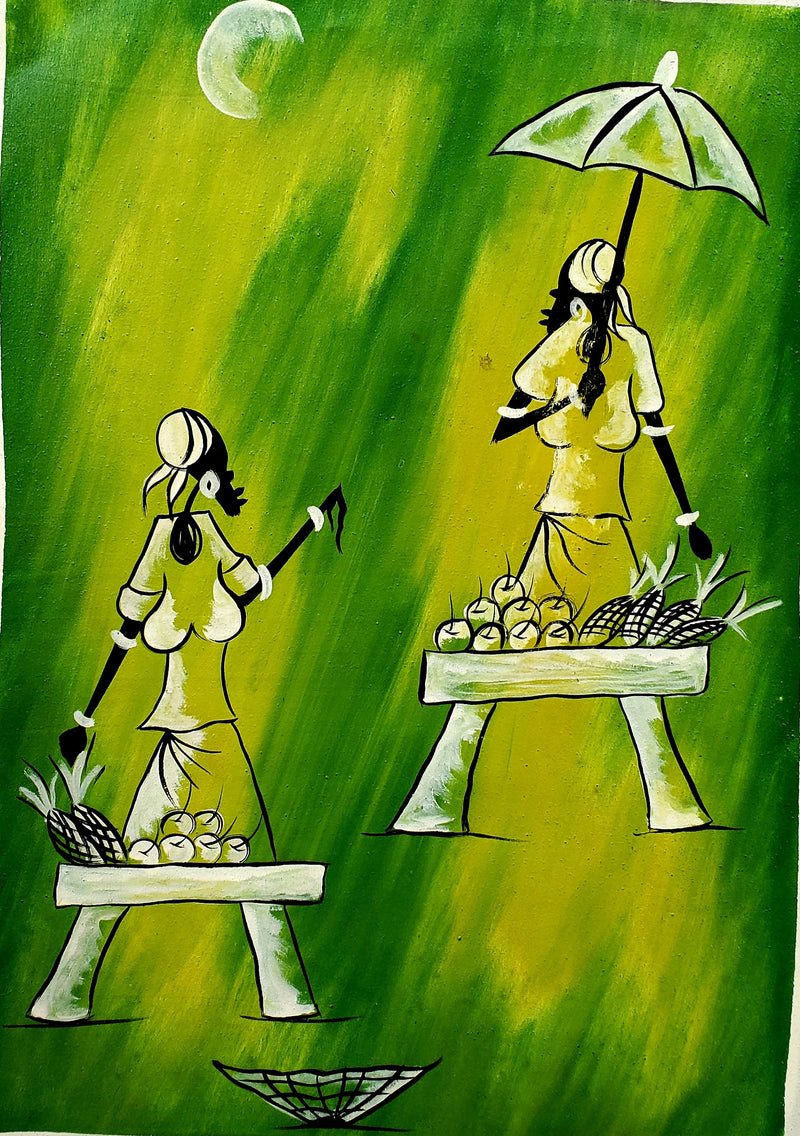 African Hardworking Women Painting – Handmade Canvas Wall Art