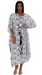 African Kaftan Dress – Mudcloth Woman With Gourd (Black & White)