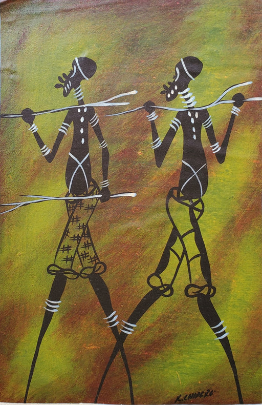 African Warriors Dancing Painting – Handmade Canvas Wall Art