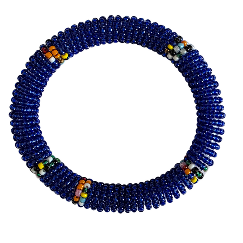 Dark Blue Maasai Bead Bracelet – Handmade African Jewelry