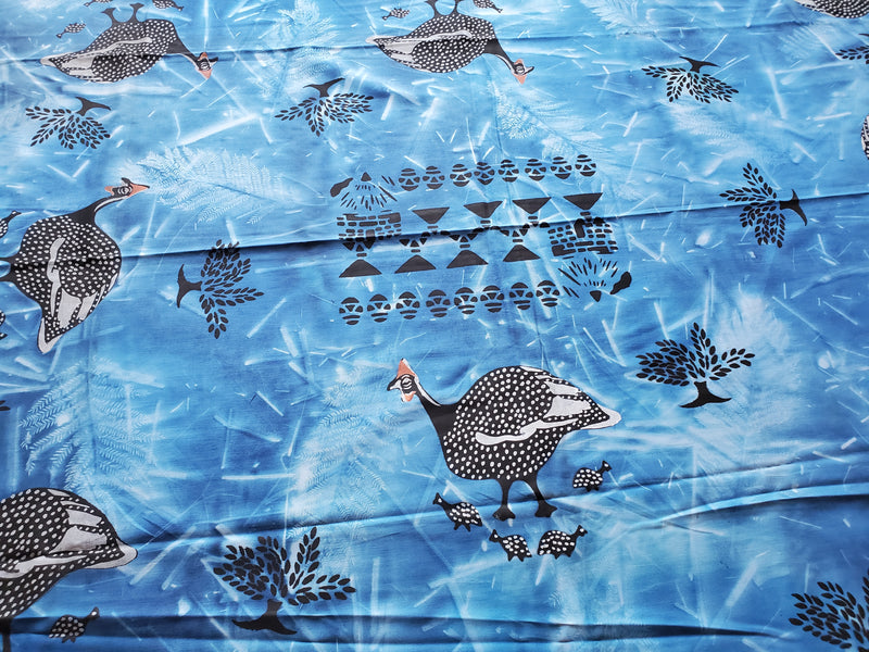 Handmade African Tablecloth – Tie-Dye Blue Guinea Fowl Design | Fair Trade Zimbabwe