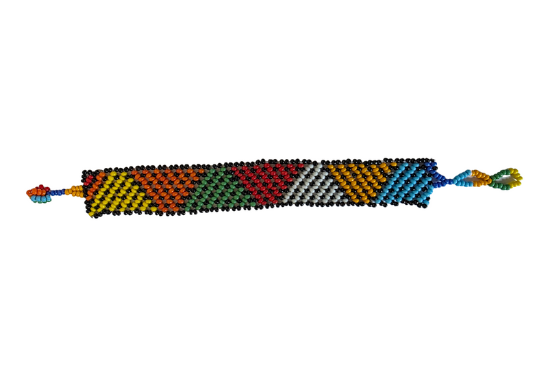 Multicolor Maasai geometric beaded bracelet handmade in Kenya