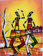 Mbira Music Duo Painting – African Musicians Canvas Wall Art