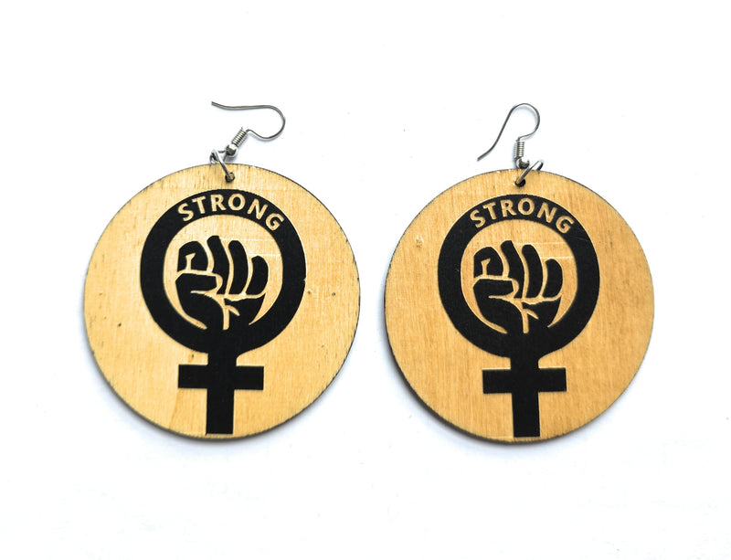 Strong Peace Fist Wooden Earrings | Empowerment Jewelry