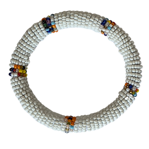 White Maasai Bead Bracelet | Handmade Fair Trade Jewelry