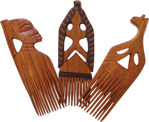 Assorted Carved Wooden Comb 10"