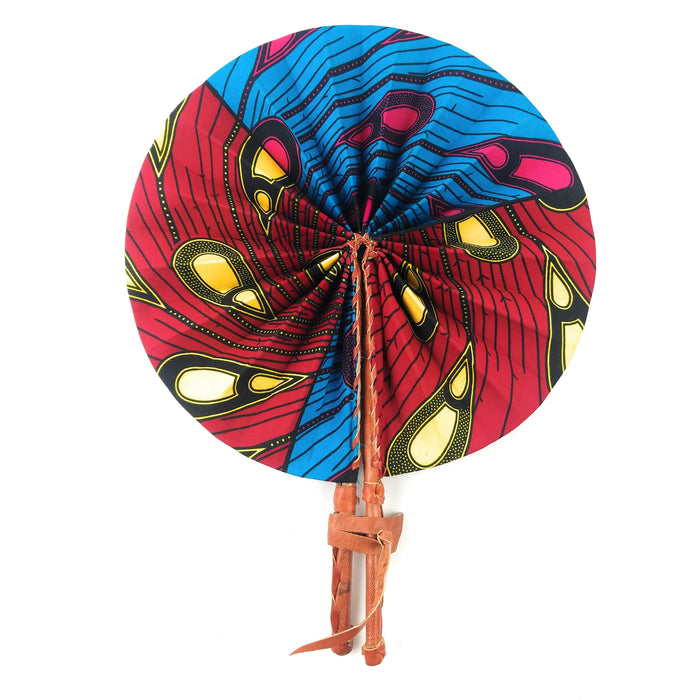 African Hand Fan  - Multi Color Peacock Design