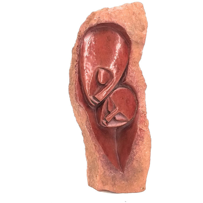 Red Stone Mother and Child Hand Carved In Zimbabwe
