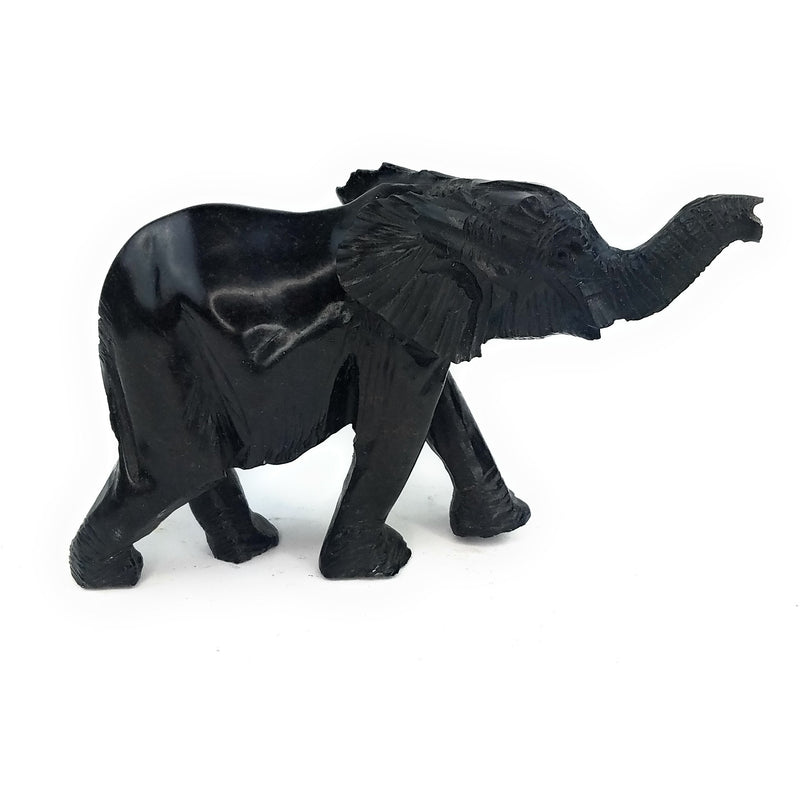 African Elephant Statue with Trunk Up | Hand Carved In Zimbabwe