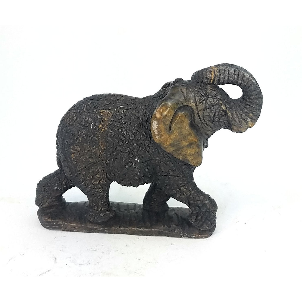 African Elephant Statue with Trunk Up | Hand Carved In Zimbabwe