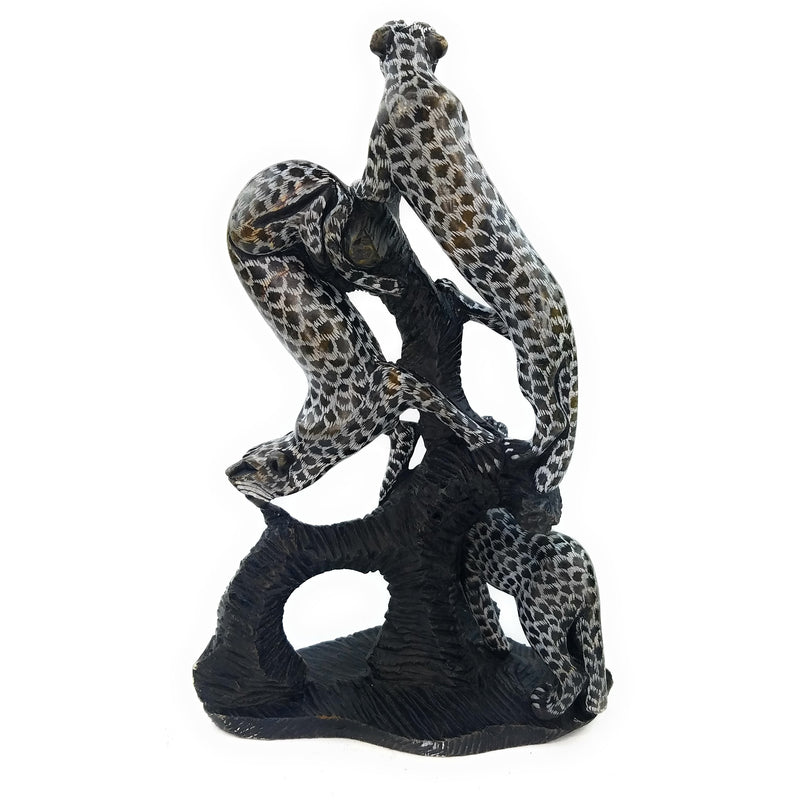 Climbing Leopards Sculpture Hand Carved In Zimbabwe