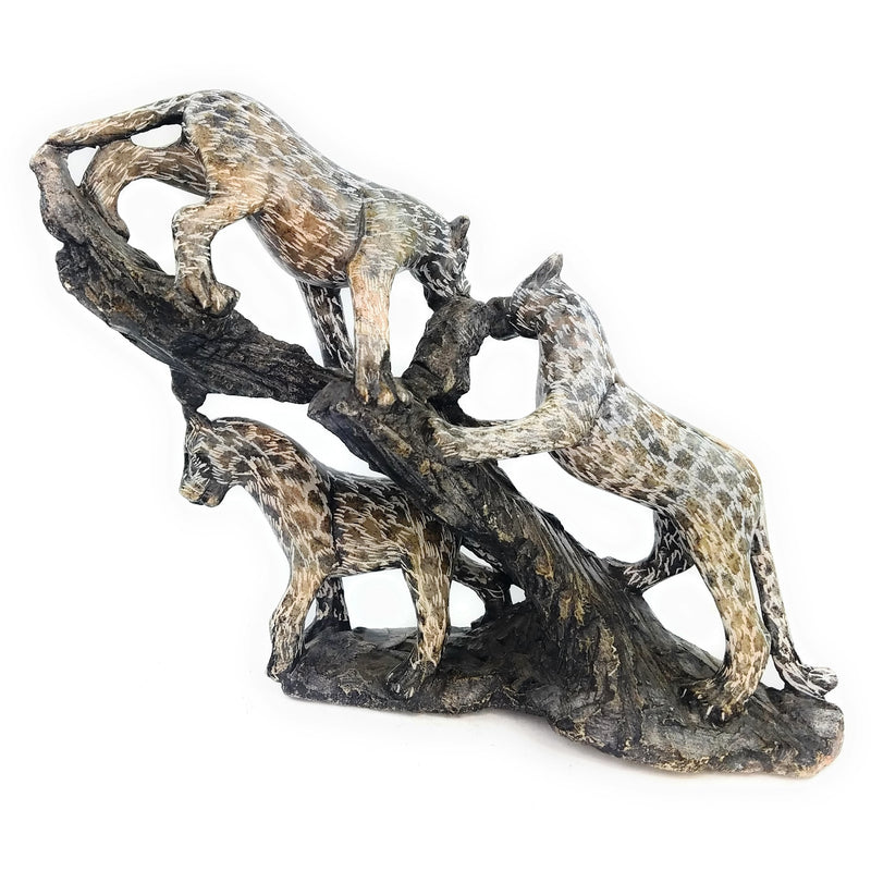 Climbing Leopards Sculpture Hand Carved In Zimbabwe
