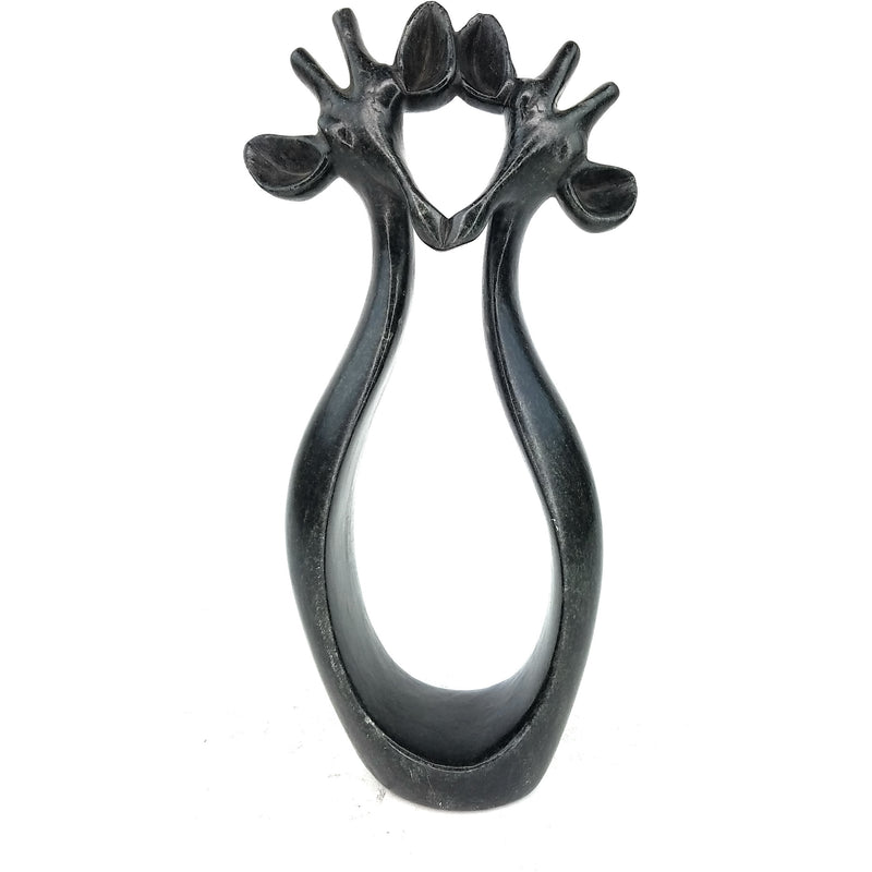 Kissing Giraffe Couple Hand Carved In Zimbabwe