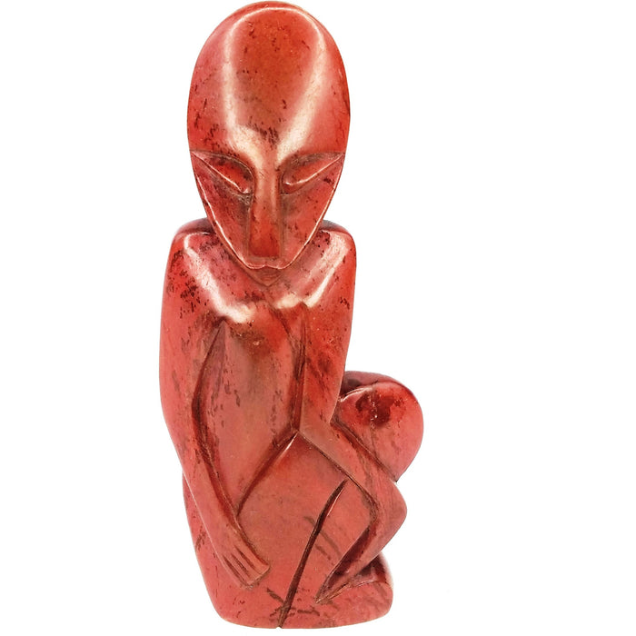Red Stone Abstract Person Hand Carved In Zimbabwe