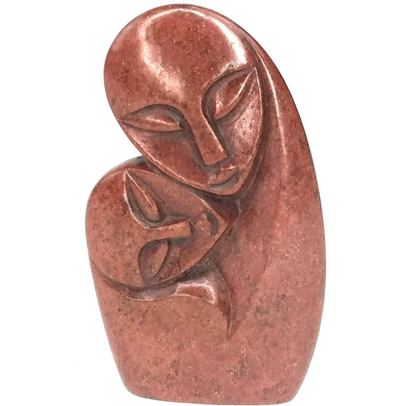 Red Stone Mother and Child Hand Carved In Zimbabwe