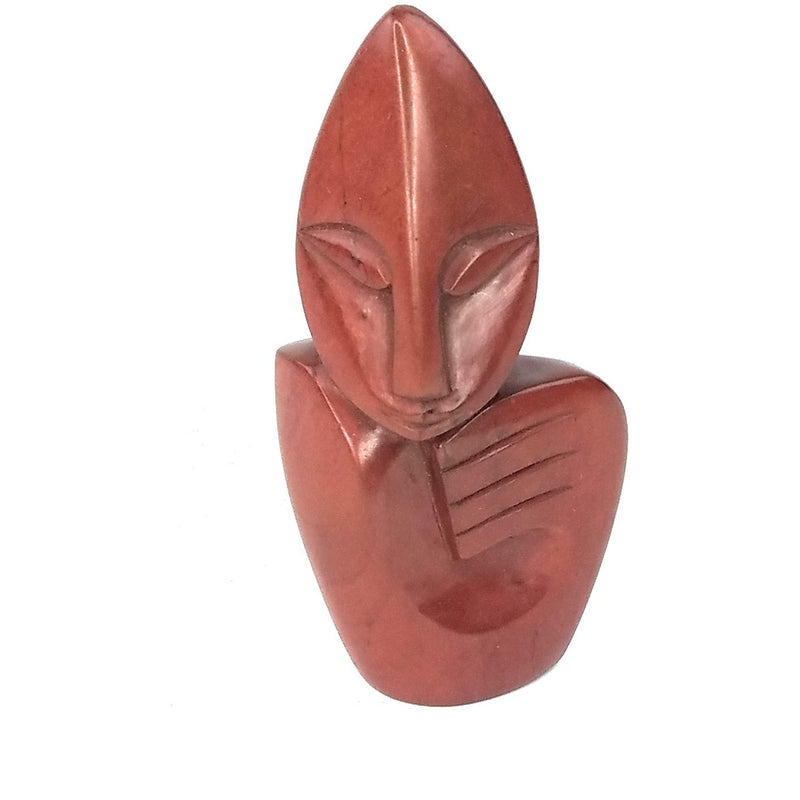 Red Jasper Abstract Woman Sculpture – Hand at Chest Shona Art