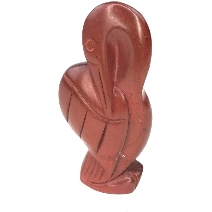 Red Stone Pelican Hand Carved In Zimbabwe