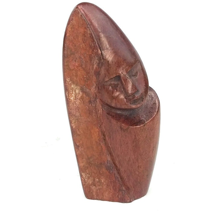 Red Stone Abstract Woman Hand Carved In Zimbabwe