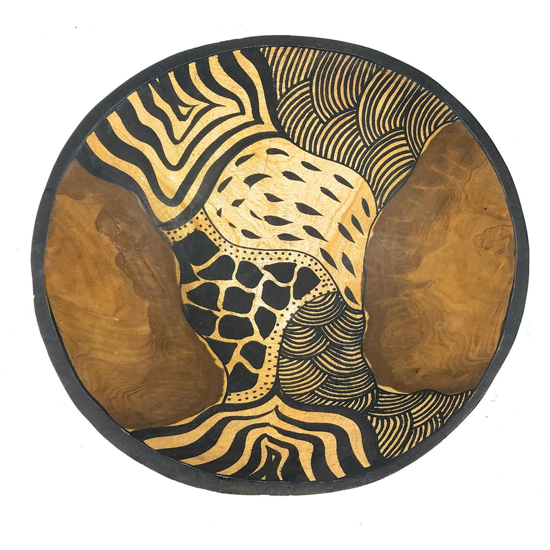 Safari Animal Print Bowl Hand Carved In Zimbabwe