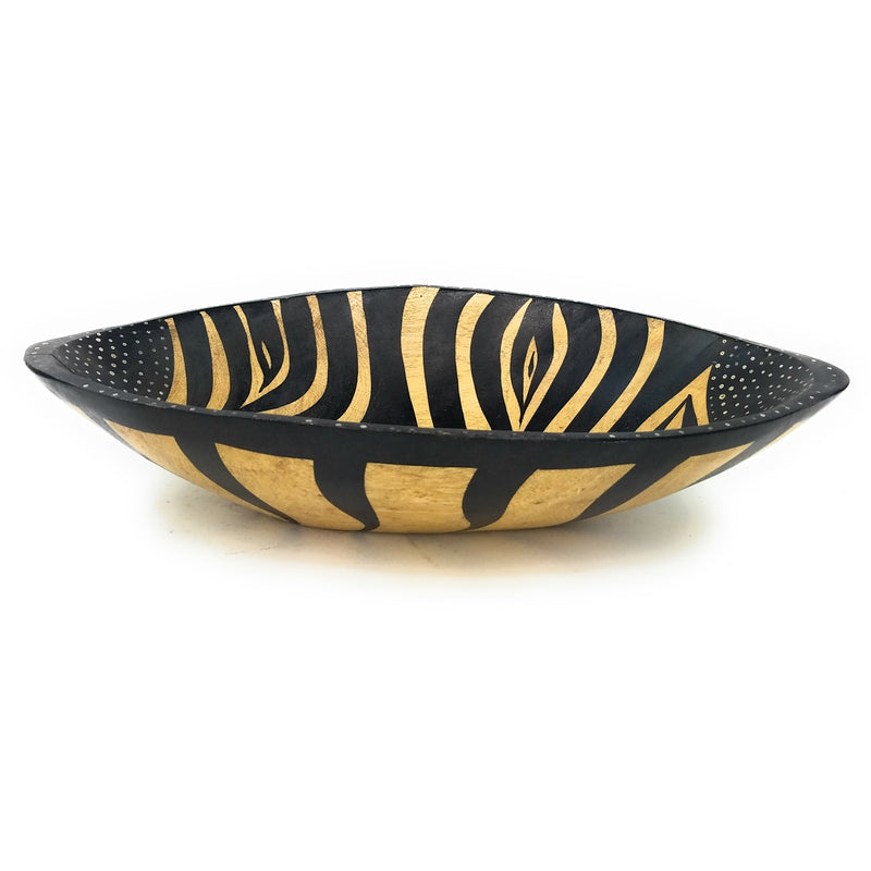 Jacaranda Wood Zebra Bowl Hand Carved In Zimbabwe