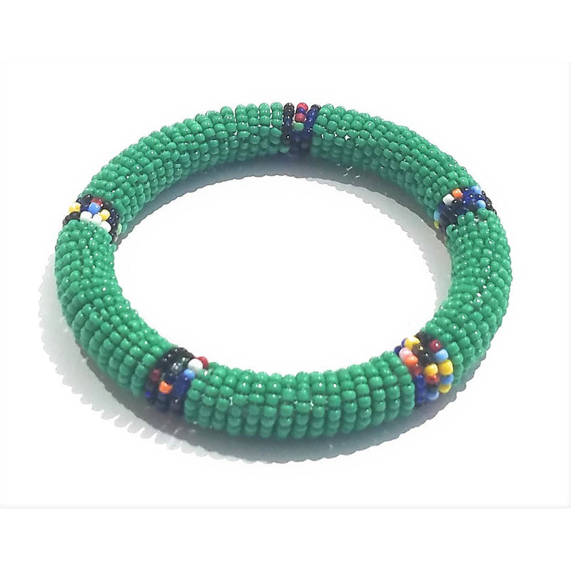 Massai Bead Bracelet - Matte Green