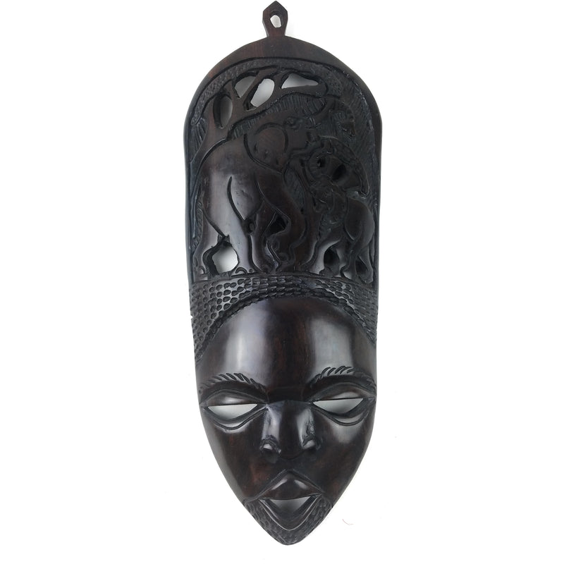 Safari Animal Ebony Wood African Masks Handmade In Zimbabwe
