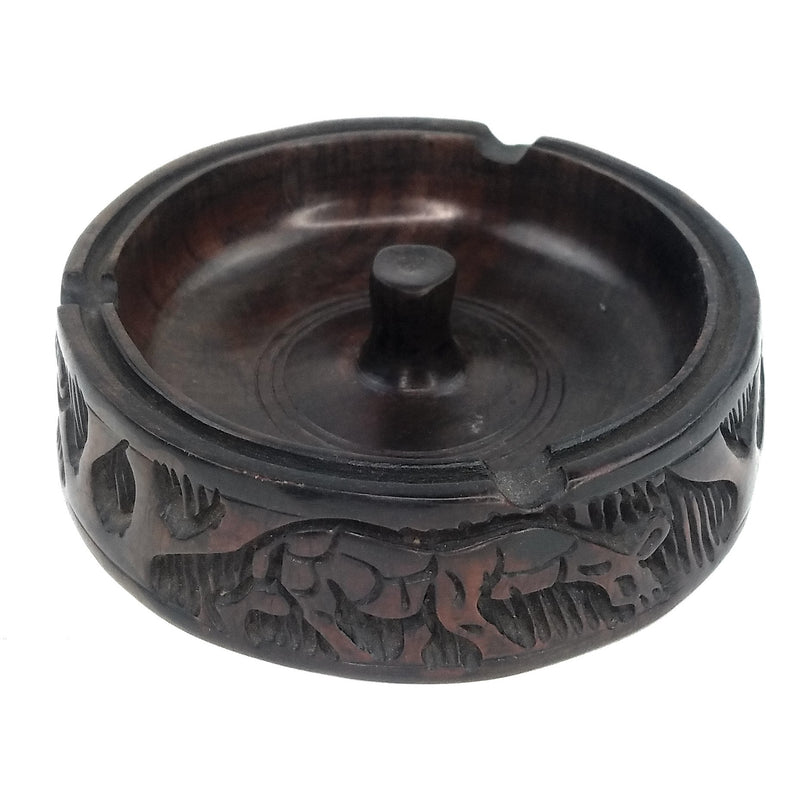 Safari Animal Ebony Wood Ashtray Handmade In Zimbabwe