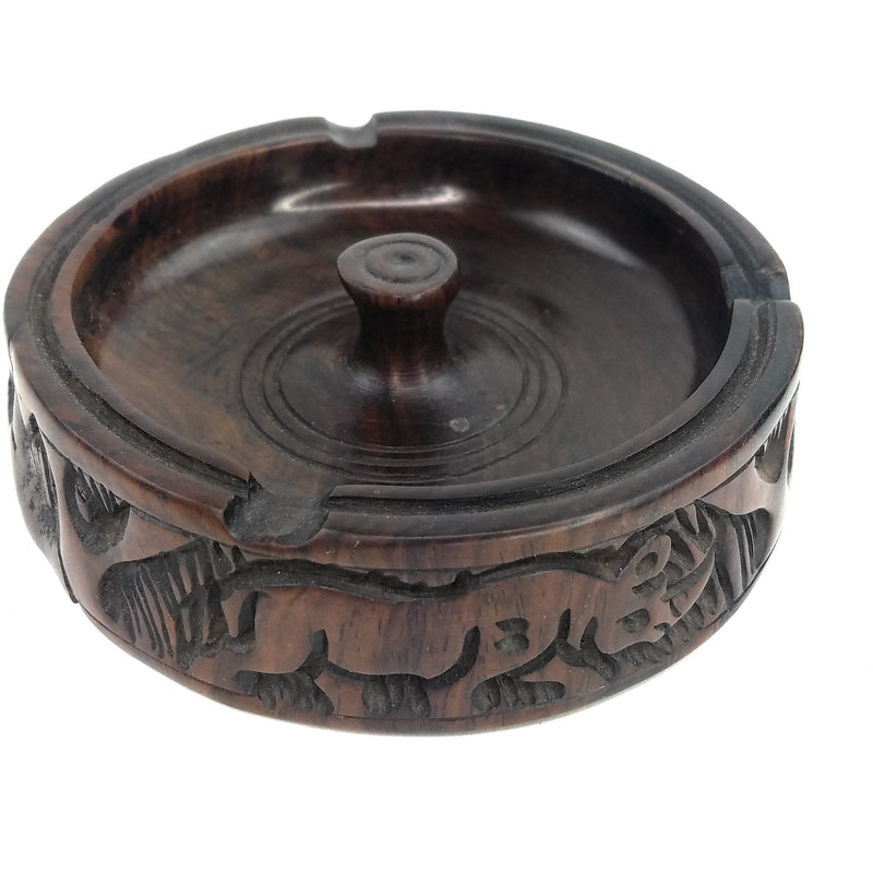 Safari Animal Ebony Wood Ashtray Handmade In Zimbabwe