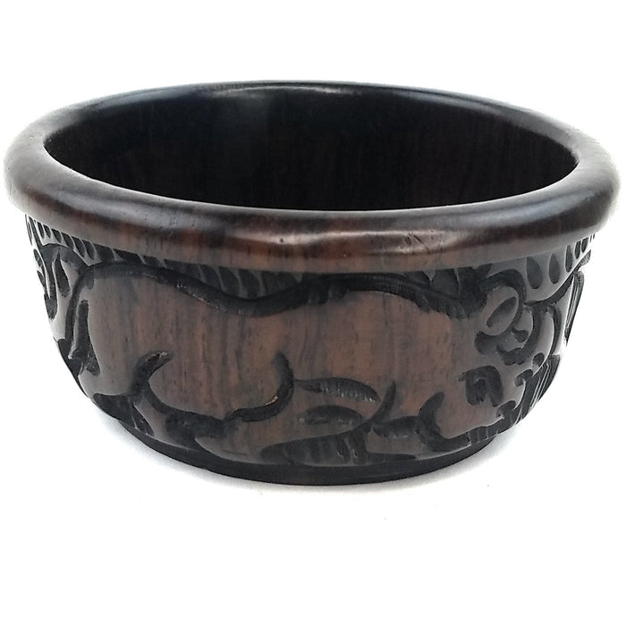 Safari Animal Ebony Wood Bowl Hand Carved In Zimbabwe