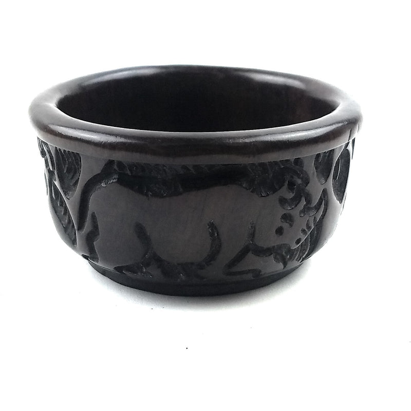 Small Ebony Wood Bowl – Hand Carved Safari Animal Design from Zimbabwe