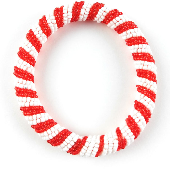 Massai Bead Bracelet - Red and White