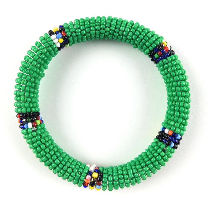 Massai Bead Bracelet - Matte Green