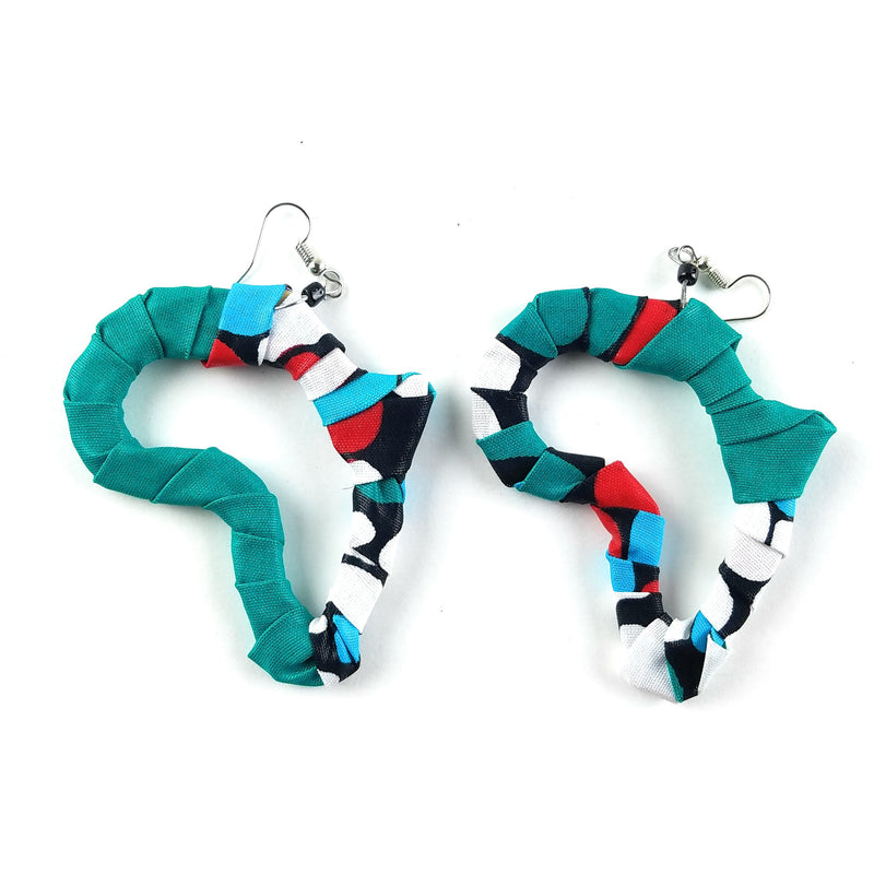 African Map Kitenge Earrings