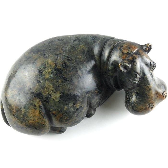 Resting Hippo Hand Carved In Zimbabwe