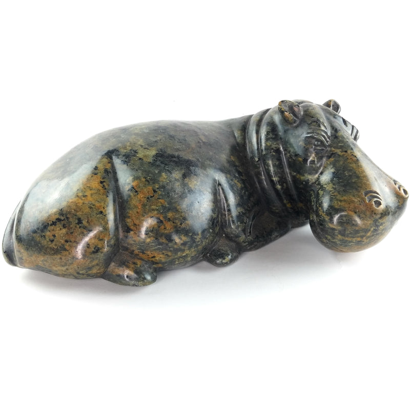 Resting Hippo Hand Carved In Zimbabwe