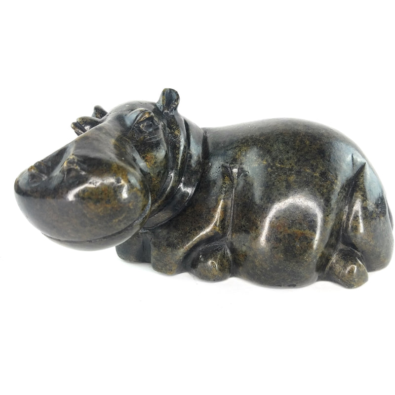 Resting Hippo Hand Carved In Zimbabwe