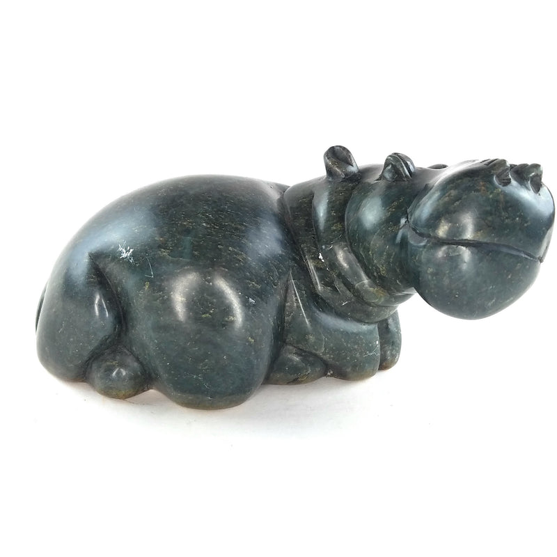 Resting Hippo Hand Carved In Zimbabwe