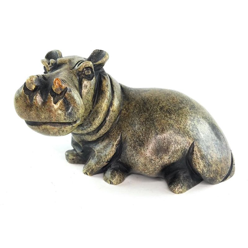 Resting Hippo Hand Carved In Zimbabwe