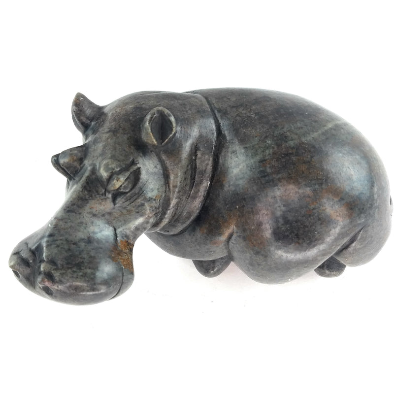 Resting Hippo Hand Carved In Zimbabwe