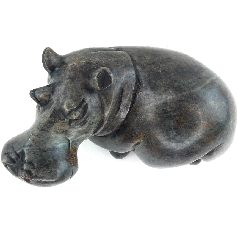 Resting Hippo Hand Carved In Zimbabwe