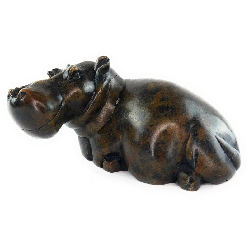 Resting Hippo Hand Carved In Zimbabwe