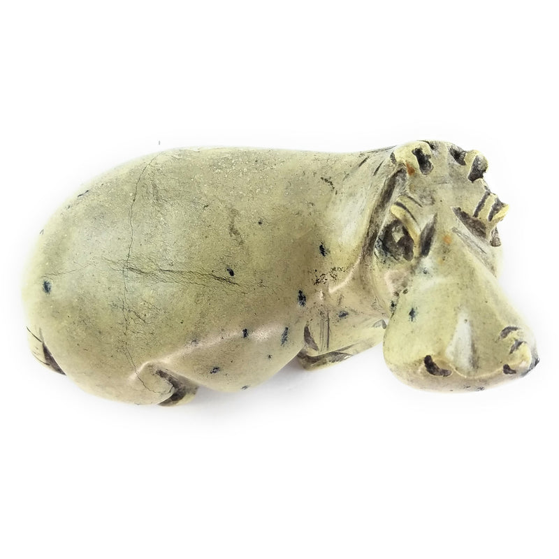 Resting Hippo Hand Carved In Zimbabwe